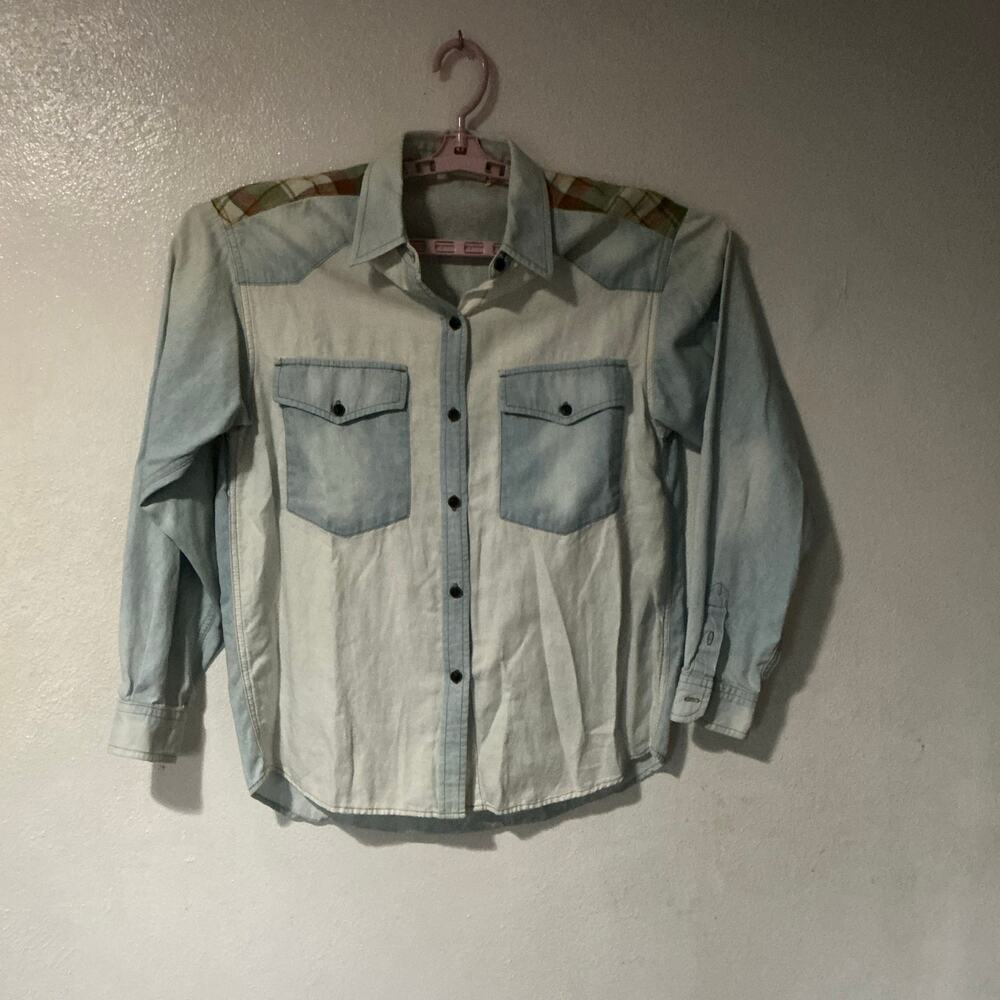 Isabel Marant Etoile Chambray Denim Checker long sleeve shirt size 43